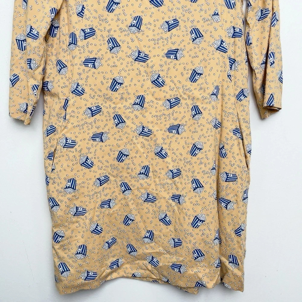Modcloth Size M Emily And Fin Popcorn Printover Three Quarter Sleeve Shift Dress - Picture 5 of 10